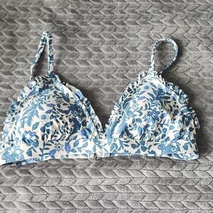 Floral Blue and White Bikini Top